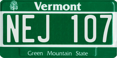 VT license plate NEJ107