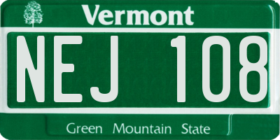 VT license plate NEJ108