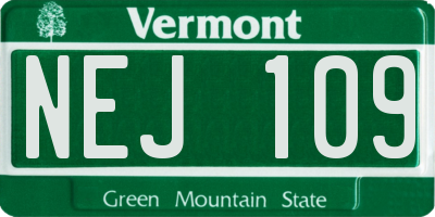 VT license plate NEJ109