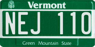 VT license plate NEJ110