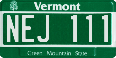 VT license plate NEJ111