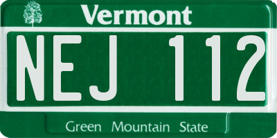 VT license plate NEJ112