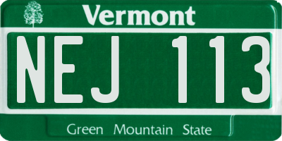 VT license plate NEJ113