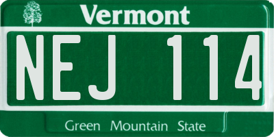 VT license plate NEJ114