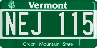 VT license plate NEJ115