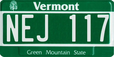 VT license plate NEJ117
