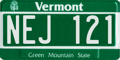 VT license plate NEJ121