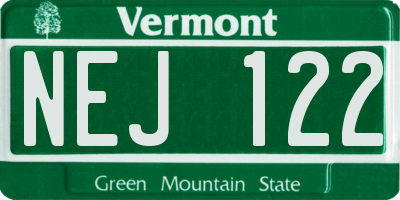VT license plate NEJ122