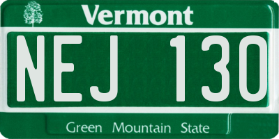 VT license plate NEJ130