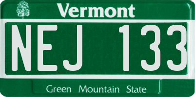 VT license plate NEJ133