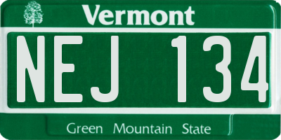 VT license plate NEJ134