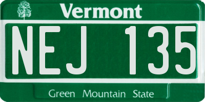 VT license plate NEJ135