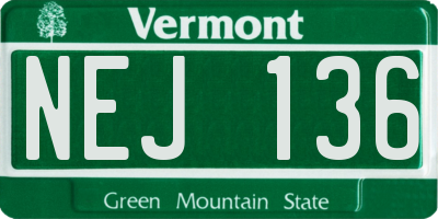 VT license plate NEJ136
