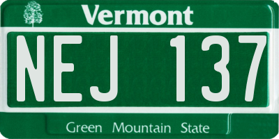 VT license plate NEJ137