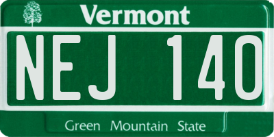 VT license plate NEJ140