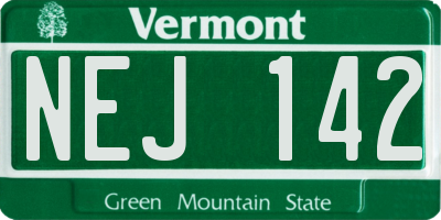 VT license plate NEJ142