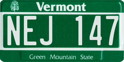 VT license plate NEJ147