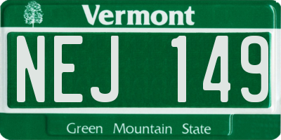 VT license plate NEJ149