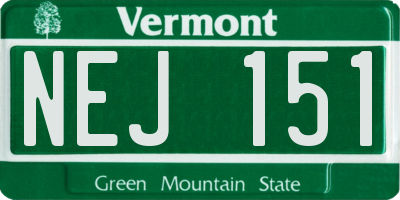 VT license plate NEJ151