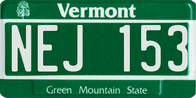 VT license plate NEJ153