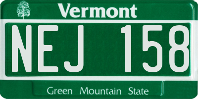 VT license plate NEJ158