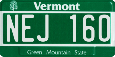 VT license plate NEJ160