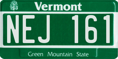 VT license plate NEJ161