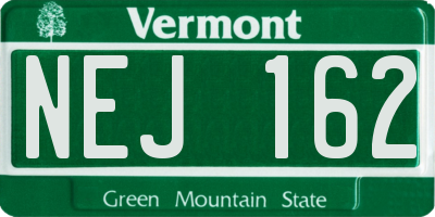 VT license plate NEJ162