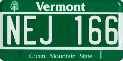 VT license plate NEJ166