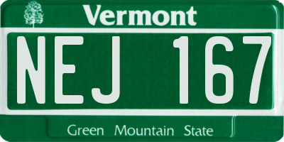 VT license plate NEJ167