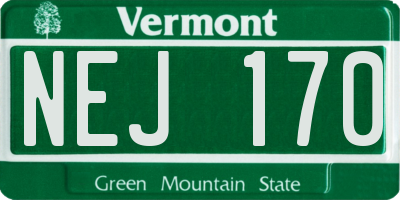 VT license plate NEJ170