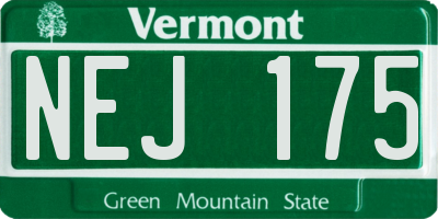 VT license plate NEJ175
