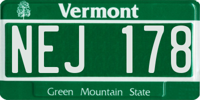 VT license plate NEJ178