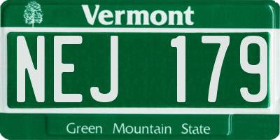 VT license plate NEJ179