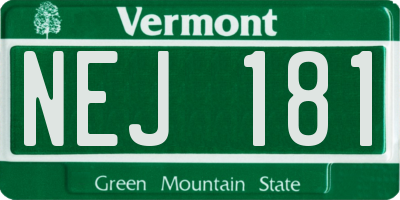 VT license plate NEJ181