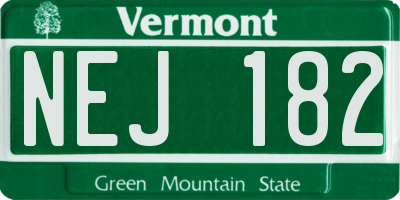 VT license plate NEJ182