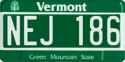 VT license plate NEJ186