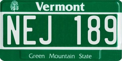 VT license plate NEJ189