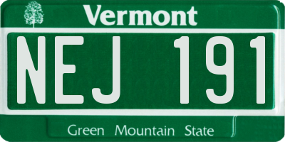 VT license plate NEJ191