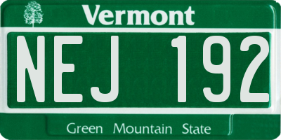 VT license plate NEJ192