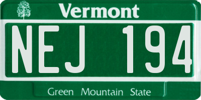 VT license plate NEJ194