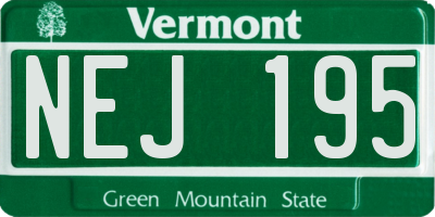 VT license plate NEJ195