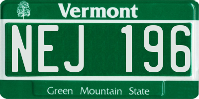 VT license plate NEJ196