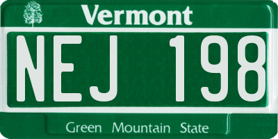 VT license plate NEJ198