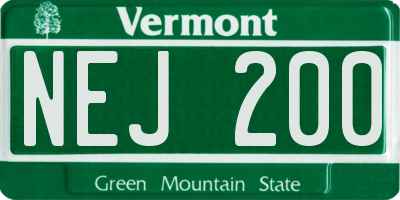 VT license plate NEJ200
