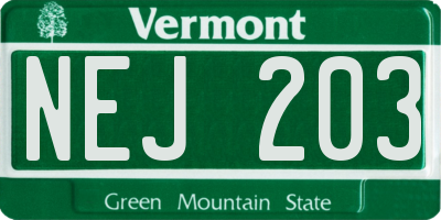 VT license plate NEJ203