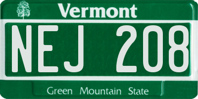 VT license plate NEJ208