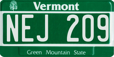 VT license plate NEJ209