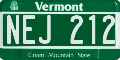 VT license plate NEJ212