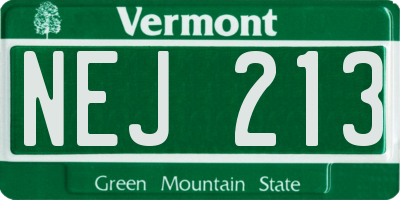 VT license plate NEJ213